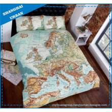 Europe Map Design Printed Polyester Duvet Cover Bedding Set